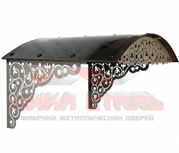 Стальной козырек над крыльцом с лазерной резкой